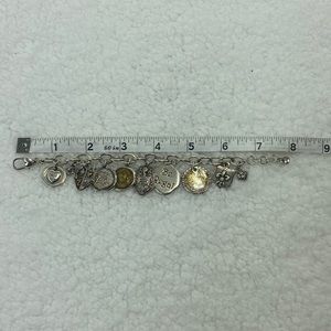 BRIGHTON DEVOTION TREASURE Fleur Cross Crystal silver Charm BRACELET